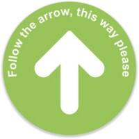 Trodat Floor Sticker Follow the arrow, this way please Green, White Vinyl 40 x 40 cm