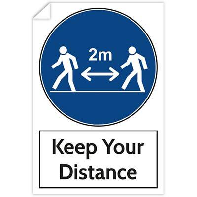 Trodat Health and Safety Sticker Keep your distance PVC 20 x 30 cm Pack of 3