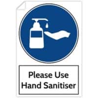 Trodat Health and Safety Sticker Please use hand sanitiser PVC 20 x 30 cm Pack of 3
