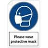 Trodat Health and Safety Sticker Please wear protective mask PVC 20 x 30 cm Pack of 3