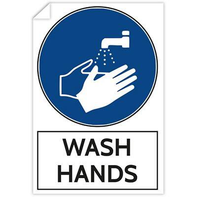 Trodat Health and Safety Sticker Wash hands PVC 20 x 30 cm Pack of 3