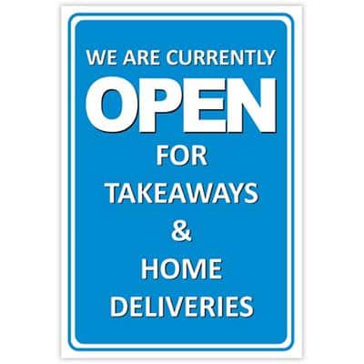 Trodat Information Sign We are currently open for takeaways and home deliveries Aluminium 20 x 30 cm