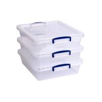 Really Useful Box Plastic Nestable Storage Boxes 10.5 Litre 383 x 460 x 113 mm Pack of 3