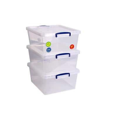 Really Useful Box Plastic Nestable Storage Boxes 17.5 Litre 383 x 460 x 195 mm Pack of 3