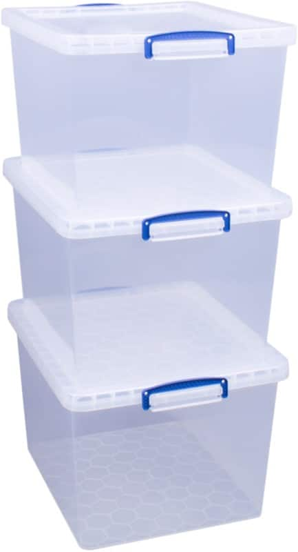 Really useful box storage box 33. 5 l transparent 38. 3 x 46 x 28. 5 cm 3 pieces