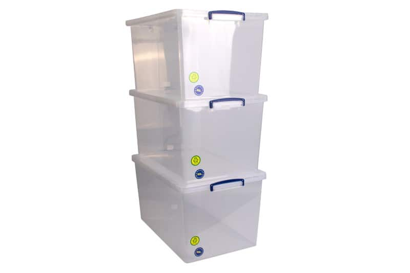 Really useful box plastic nestable storage boxes 83 litre  440 x 685 x 368 mm pack of 3