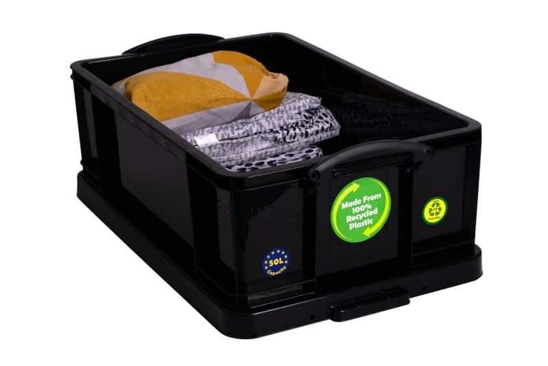 Really Useful Box Plastic Storage 50 Litre Black 440 x 710 x 230 mm