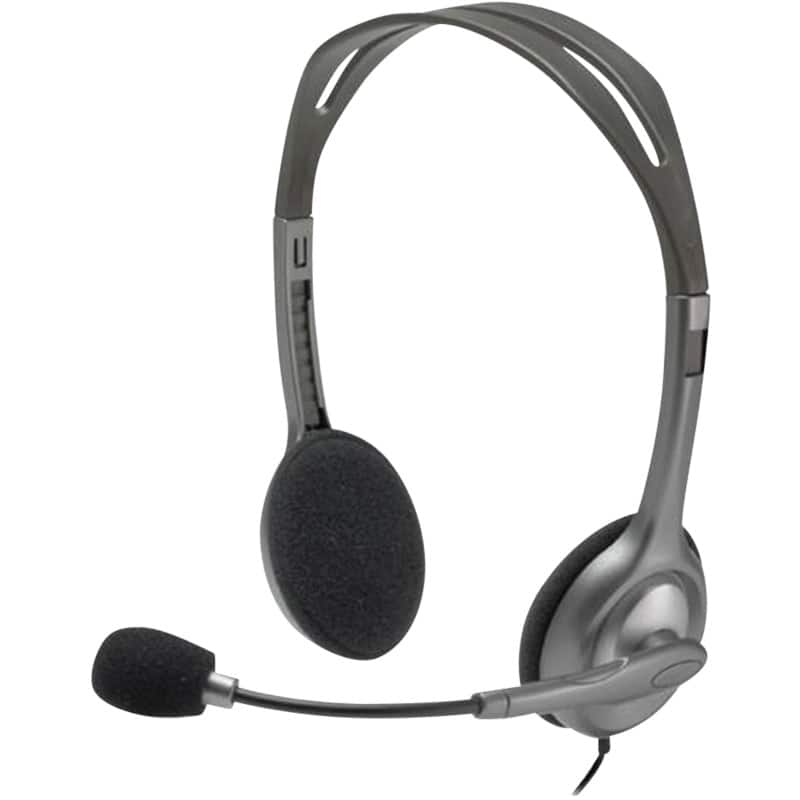 Logitech H110 Wired Headset Over-the-head 3.5 mm Jack With Microphone Stereo Grey
