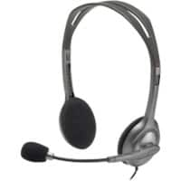 Logitech Wired Headset H110 Stereo Over-the-head Noise Cancelling Corded Microphone Grey