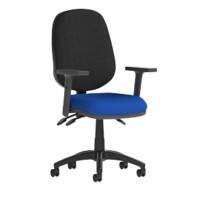 Dynamic Permanent Contact Backrest Task Operator Chair Height Adjustable Arms Eclipse Plus III Black Back, Stevia Blue Seat Without Headrest High Back