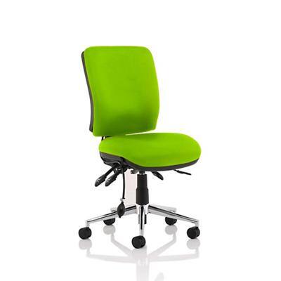 Dynamic Independent Seat & Back Task Operator Chair With Green Fabric Without Arms Chiro Without Headrest High Back