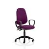 Dynamic Permanent Contact Backrest Task Operator Chair Tansy Purple Fabric Loop Arms Eclipse II Without Headrest High Back