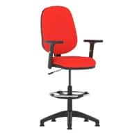 Dynamic Permanent Contact Backrest Task Operator Chair With Red Fabric Height Adjustable Arms Eclipse I Without Headrest High Back