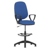 Dynamic Permanent Contact Backrest Task Operator Chair With Blue Fabric Loop Arms Eclipse I Without Headrest High Back