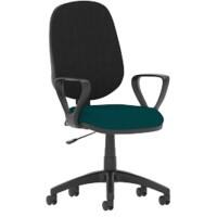 Dynamic Permanent Contact Backrest Task Operator Chair Loop Arms Eclipse I Black Back, Maringa Teal Seat High Back