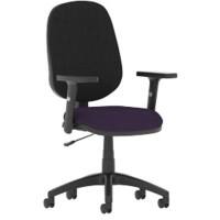 Dynamic Permanent Contact Backrest Task Operator Chair Height Adjustable Arms Eclipse I Black Back, Tansy Purple Seat High Back