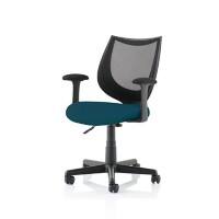 Dynamic Basic Tilt Task Operator Chair Fixed Arms Camden Black Back, Maringa Teal Seat Medium Back