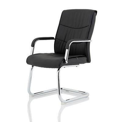 Dynamic Basic Tilt Visitor Chair Fixed Arms Carter Cantilever Black Seat, Chrome Frame Medium Back