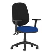 Dynamic Permanent Contact Backrest Task Operator Chair Height Adjustable Arms Eclipse ll Black Back, Stevia Blue Seat High Back