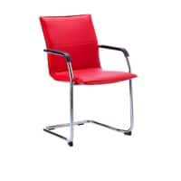Dynamic Basic Tilt Visitor Chair Fixed Arms Echo Cantilever Red Seat, Chrome Frame Medium Back