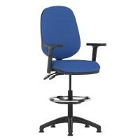 Dynamic Permanent Contact Backrest High Back Task Operator Chair Height Adjustable Arms Eclipse II Blue Seat