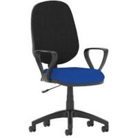 Dynamic Permanent Contact Backrest Task Operator Chair Loop Arms Eclipse I Black Back, Stevia Blue Seat High Back