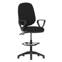 Dynamic Permanent Contact Backrest Task Operator Chair Loop Arms Eclipse II Black Seat High Back