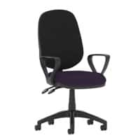 Dynamic Permanent Contact Backrest Task Operator Chair Loop Arms Eclipse Plus II Black Back, Tansy Purple Seat High Back