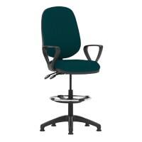 Dynamic Permanent Contact Backrest Task Operator Chair Loop Arms Eclipse II Maringa Teal Seat High Back