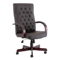 Dynamic Basic Tilt Executive Chair Fixed Arms Chesterfield Brown Seat High Back