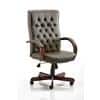 Dynamic Basic Tilt Executive Chair Fixed Arms Chesterfield Brown Seat High Back