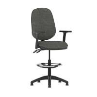 dynamic Eclipse II Operator Chair Permanent Contact Fabric Height-Adjustable Armrest Charcoal 120 kg Eclipse II 600 x 600 x 1,090 mm