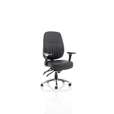 Task Office Chair Barcelona Deluxe Black Leather With Adjustable Arms Viking Direct Uk