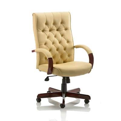 Dynamic Tilt & Lock Executive Chair Fixed Arms Chesterfield Cream Seat High Back