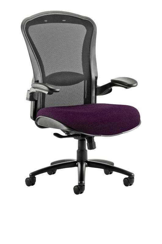 dynamic Houston Heavy Duty Chair Synchro Tilt Mesh Fabric Height-Adjustable Armrest Black, Purple 205 kg Houston 750 x 720 x 1,120 mm
