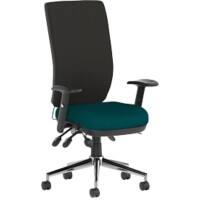 Dynamic Independent Seat & Back Task Operator Chair Height Adjustable Arms Chiro Black Back, Maringa Teal Seat Without Headrest High Back