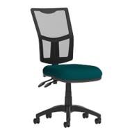 Dynamic Permanent Contact Backrest Task Operator Chair Without Arms Eclipse II Black Back, Maringa Teal Seat Without Headrest Medium Back