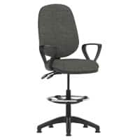 Dynamic Permanent Contact Backrest Task Operator Chair Fixed Arms Eclipse II Black Back, Charcoal Seat With Adjustable Headrest High Back