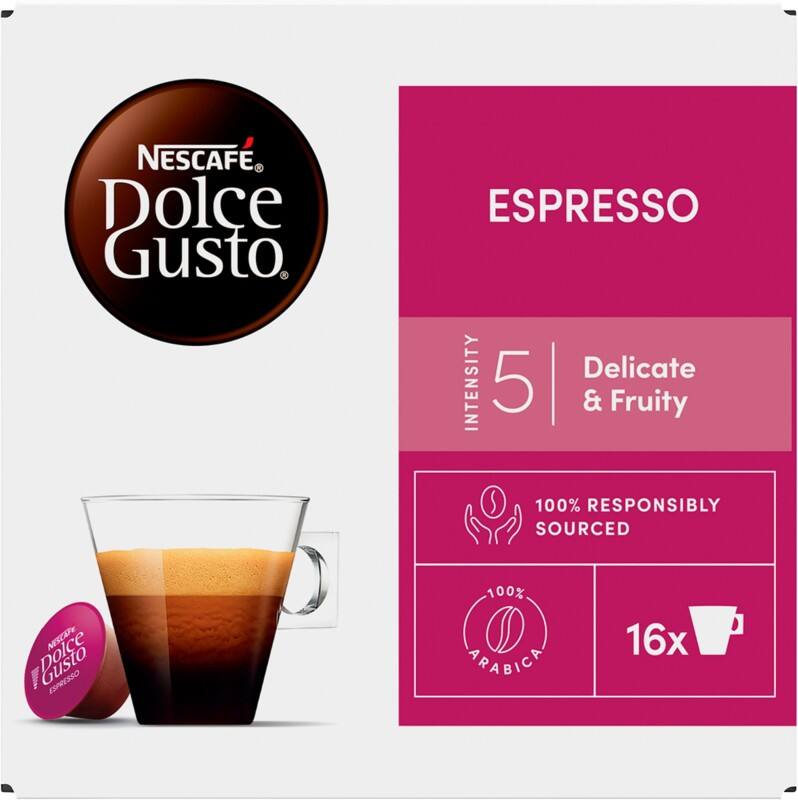 NESCAFÉ Dolce Gusto Espresso Caffeinated Ground Coffee Pods Box Espresso 42.2 g Pack of 16