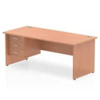 Dynamic Rectangular Office Desk Beech MFC Panel End Leg Beech Colour Frame Impulse 1 x 3 Drawer Fixed Ped 1800 x 800 x 730mm