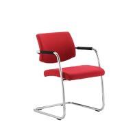 Dynamic Visitor Chair Fixed Armrest Havanna Seat Bergamot Cherry Fabric
