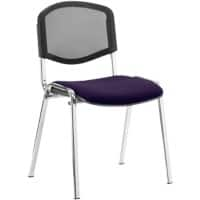 Dynamic Stacking Chair ISO Chrome Frame Mesh Back Tansy Purple Fabric Seat Pack of 4 Without Arms