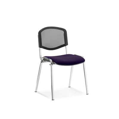 Dynamic Stacking Chair ISO Chrome Frame Mesh Back Tansy Purple Fabric Seat Pack of 4 Without Arms