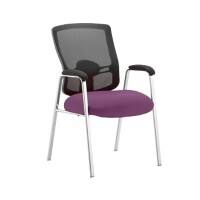 Dynamic Visitor Chair Fixed Armrest Portland Seat Tansy Purple Fabric