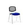 Dynamic Stacking Chair ISO Chrome Frame Mesh Back Stevia Blue Fabric Seat Pack of 4 Without Arms