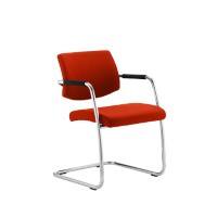 Dynamic Visitor Chair Fixed Armrest Havanna Seat Tobasco Red Fabric