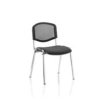 Dynamic Stacking Chair ISO Chrome Mesh Back Black Fabric Seat Pack Of 4 Without Arms