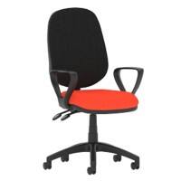 Dynamic Permanent Contact Backrest Task Operator Chair Loop Arms Eclipse II Black Back, Tabasco Red Seat Without Headrest High Back