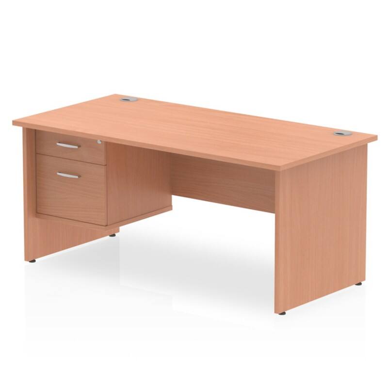 dynamic Impulse Straight Desk Rectangular Beech Base panel 2 Drawers 1 Pedestal 1,600 (W) x 800 (D) x 730 (H) mm MFC (Melamine Faced Chipboard)
