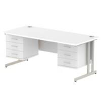dynamic Impulse Straight Desk Rectangular White Cantilever 6 Drawers 2 Pedestals 1,800 (W) x 800 (D) x 730 (H) mm MFC (Melamine Faced Chipboard)